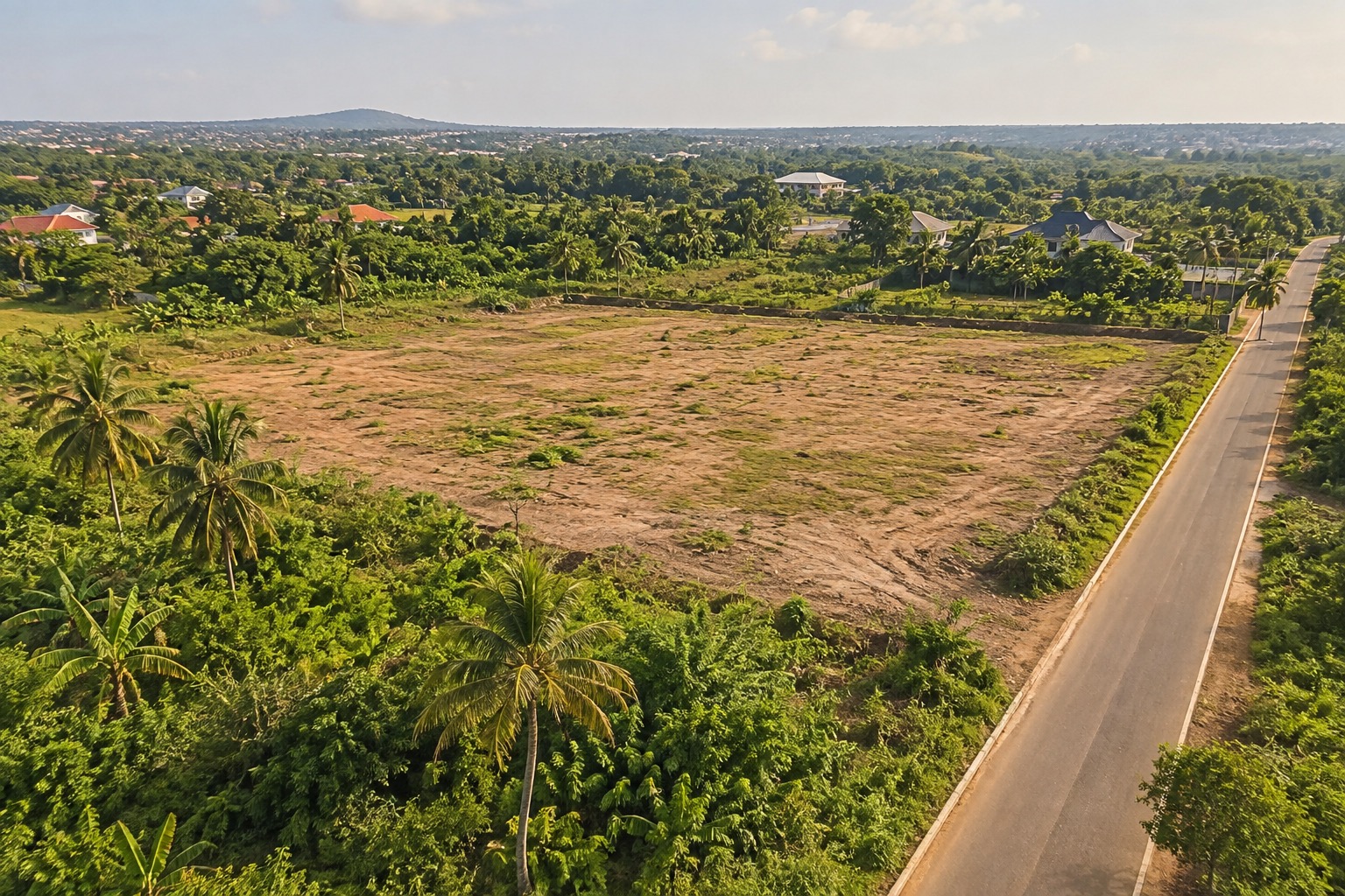 Illustrative land listing with a tropical setting